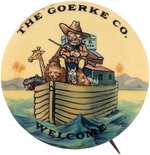 EXCEPTIONAL TEDDY ROOSEVELT ON THE ARK CARTOON BUTTON UNLISTED IN HAKE.