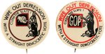ROOSEVELT "WIPE OUT DEPRESSION WITH A STRAIGHT DEMOCRATIC VOTE" BUTTON PAIR.