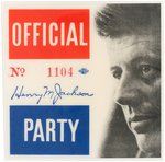 KENNEDY "OFFICIAL PARTY" 1960 SERIAL NUMBERED BADGE.