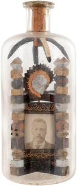 ROOSEVELT & JOHN MITCHELL OUTSTANDING UMWA UNION FOLK ART IMPOSSIBLE BOTTLE.