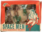 ARCHER BOXED SET OF SEVEN SPACE MEN W/REMOVABLE HELMETS IN WINDOW BOX.