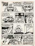 DRAG CARTOONS #38 PUN MY WORD COMIC STORY ORIGINAL ART BY GILBERT SHELTON.