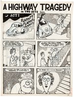DRAG CARTOONS #46 A HIGHWAY TRAGEDY COMIC STORY ORIGINAL ART BY GILBERT SHELTON.