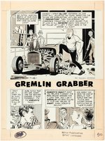 DRAG CARTOONS #1 GREMLIN GRABBER COMPLETE COMIC STORY ORIGINAL ART BY RUSS MANNING.