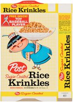 POST RICE KRINKLES FILE COPY CEREAL BOX FLAT WITH PREMIUM BASEBALL CARDS.