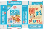 POST SUGAR SPARKLED RICE KRINKLES FILE COPY CEREAL BOX FLAT WITH ACTION TOY OFFER & PREMIUMS.