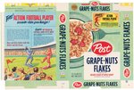 POST GRAPE-NUT FLAKES FILE COPY CEREAL BOX FLAT WITH ACTION FOOTBALL PLAYER OFFER & PREMIUM.