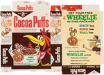 GENERAL MILLS COCOA PUFFS CANADIAN FILE COPY CEREAL BOX FLAT WITH WHEELIE PREMIUM.