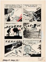 DRAG CARTOONS #9 TEMPLE McFLATHEAD COMIC STORY ORIGINAL ART BY DENNIS ELLEFSON.