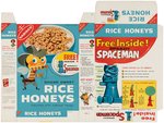 NABISCO RICE HONEYS FILE COPY CEREAL BOX FLAT WITH SPEEDY SPACEMAN PREMIUMS.