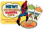 MARVEL COMICS SUPERHEROES 7-ELEVEN SLURPEE CUPS HANGING DISPLAY WITH 20 CUPS.