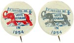 "IF YOU LIKE IKE VOTE REPUBLICAN IN 1954" PAIR OF SCARCE LITHO BUTTONS.