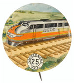 EARLY STREAMLINER BUTTON FOR “THE MILWAUKEE ROAD.”