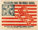 "OUR UNION FOREVER" GRAPHIC PHILADELPHIA EVENING JOURNAL CIVIL WAR ERA AMERICAN FLAG BROADSIDE.
