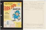 QUAKER CAP'N CRUNCH HORN PIPE DANCER CEREAL BOX BACK PREMIUM PROTOTYPE ORIGINAL ART.