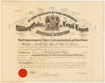 "RUTHERFORD B. HAYES" SIGNED "MILITARY ORDER OF THE LOYAL LEGION" DOCUMENT.