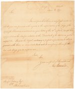 ALEXANDER HAMILTON 1791 SIGNED LETTER AS TREASURY SECRETARY.