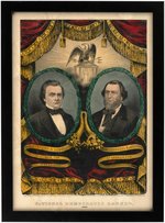 DOUGLAS & JOHNSON 1860 GRAND NATIONAL BANNER JUGATE PRINT BY CURRIER.