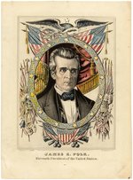 "JAMES K. POLK" OUTSTANDING HAND COLORED CURRIER PRINT.