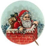 SANTA BUTTON IN LARGER SIZE AND LIKELY A BASTIAN BROS. SALESMAN'S SAMPLE C. 1920.