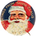 RARE CANADIAN BUTTON "GREETINGS FROM SANTA CLAUS AT C.D.S." C. 1930s.