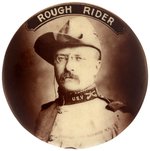 ROOSEVELT "ROUGH RIDER" SEPIA TONED REAL PHOTO PORTRAIT BUTTON.