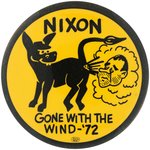 McGOVERN "NIXON GONE WITH THE WIND- '72" CARTOON BUTTON.