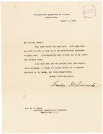 FRANKLIN D. ROOSEVELT 1920 TYPED LETTER SIGNED AS ASSISTANT SEC. OF THE NAVY.