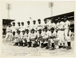 1946 NEGRO LEAGUE EAST ALL-STARS TEAM PHOTO W/HOFERS: GIBSON, LEONARD, IRVIN, MACKEY, DAY & DOBY.