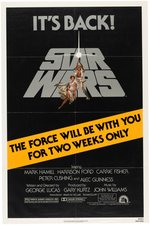 STAR WARS RE-RELEASE ONE SHEET MOVIE POSTER PAIR.