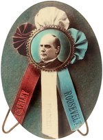 McKINLEY LARGE HAND TINTED REAL PHOTO OVAL BUTTON.