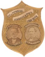 TILDEN & HENDRICKS "CENTENNIAL CANDIDATES FOR 1876" JUGATE BADGE DeWITT 1876-23.