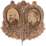 HARRISON & MORTON HORSESHOE MOTIF BRASS SHELL JUGATE BADGE DeWITT 1888-35.