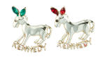 "KENNEDY" DONKEY PIN PAIR WITH RHINESTONES.