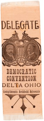 PARKER & DAVIS "DELEGATE DEMOCRATIC CONVENTION DELTA, OHIO" JUGATE RIBBON.