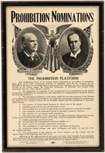 CHAFIN & WATKINS RARE 1908 PROHIBITION PARTY JUGATE POSTER.