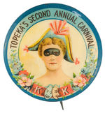 MASKED LADY PROMOTES “TOPEKA’S SECOND ANNUAL CARNIVAL” BUTTON.