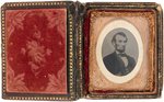 LINCOLN 1864 BERGER $5 BILL POSE TINTYPE IN MOTHER OF PEARL CASE.