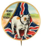 SUPERB WWI BUTTON SHOWING BRITISH BULLDOG AND FLAG.