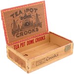 "TEA POT DOME CROOKS" CIGAR BOX 1924 ANTI-COOLIDGE CIGAR BOX.