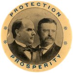McKINLEY & ROOSEVELT "PROTECTION PROSPERITY" LARGE JUGATE BUTTON UNLISTED IN HAKE.