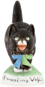 WOMAN'S SUFFRAGE BLACK CAT "I WANT MY VOTE" BISQUE FIGURE.