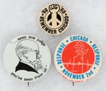 CHICAGO SEVEN TRIO OF ANTI-VIETNAM WAR BUTTONS.