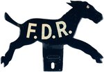 ROOSEVELT "F.D.R." FIGURAL DONKEY LICENSE PLATE ATTACHMENT.