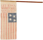 WOMEN'S SUFFRAGE "LET IOWA WOMEN VOTE" PARADE FLAG.