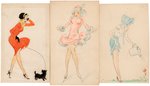 BAZOOKA JOE CREATOR WESLEY MORSE 1940s PIN-UP ORIGINAL ART TRIO.