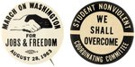 "MARCH ON WASHINGTON FOR JOBS & FREEDOM" & SNCC "WE SHALL OVERCOME" CIVIL RIGHTS BUTTONS.