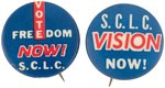 MARTIN LUTHER KING SCLC "VOTE FREEDOM NOW!" & "VISION NOW!" CIVIL RIGHTS BUTTONS.