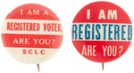 MARTIN LUTHER KING SCLC CIVIL RIGHTS PAIR OF VOTING RIGHTS BUTTONS.