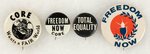 "TOTAL EQUALITY CORE" BUMPER STICKER & FOUR CIVIL RIGHTS BUTTONS.